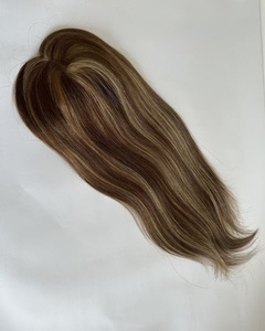 Extensiones de Cabello Humano Virgen Color <span class=keywords><strong>Castaño</strong></span> <span class=keywords><strong>con</strong></span> Reflejos Rubios, Base Mono, para Uso Diario, Pre-Desplumadas - Product Image 6