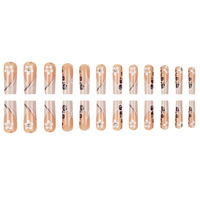 Ongles press-on rose corail ombré, faux ongles brillants dégradés, capsules d'ongles acryliques à coller pour femmes