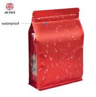 Pochette zippée prête à l'emploi, colorée, dorée, noire, rouge, avec fermeture à huit côtés, emballage plat, fond plat, sac de rangement en mylar pour aliments, thé