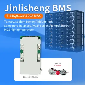 KLS 24V Lifepo4 Bms 6s Battery Management System 10A 20A 40A 50A 60A 80A 100A Pcb Boards 6s Bms With Balance Switch
