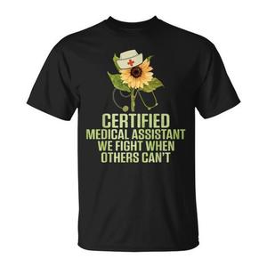 T-shirt d'assistant médical certifié, motif tournesol, unisexe, col rond, manches courtes, impression numérique - Product Image 1