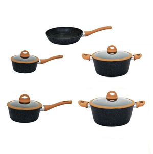 High Quality 9-Piece Aluminum Alloy Non-Stick Cooking <b>Pots</b> Glass Lids Soft Touch Handles Forged Ceramic <b>Induction</b> Cookware Set - Product Image 4