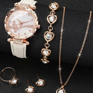 Heart Jewelry <b>Watch</b> Set Women Quartz Wristwatch Necklace Earrings <b>Ring</b> Bracelet Gift Set - Product Image 6