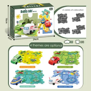 Kunststoff Kleinkind Puzzle Track Car Play Set mit Fahrzeugen, batterie betriebenem Spielzeug Fahrzeug & Puzzle Board Spielzeug für Kinder