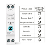 Interruptor de Circuito Inteligente DIY GO Mini de Plástico Zigbee/WiFi 63A 1P+N con Medidor de Energía, Medición de KWh, Relé Temporizador y Control TUYA