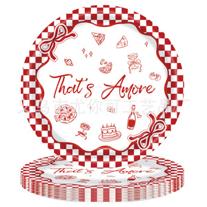 That's Amore <b>Red</b> White Checkered <b>Paper</b> Plates Disposable Party Tableware Set 7 Inch - Product Image 1