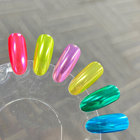 Poudre miroir SH Hot South America, orange fluorescent, rose, bleu, vert, jaune, chrome, pigment métallique UV pour nail art