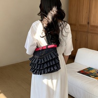 Bolso de mezclilla con volantes a la moda, bolso tote patchwork, bolsos de hombro para llevar bajo el brazo, lindos bolsos hobo con volantes, bolso de jean con correa para mujer