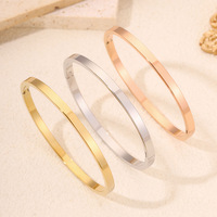 Bracelet jonc minimaliste à fermoir en acier inoxydable, jonc ouvert articulé empilable pour femme, cadeau bijoux