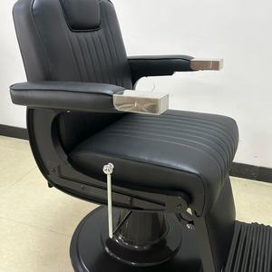 Silla de Peluquería Negra Personalizada al por Mayor, Silla de Barbero Vintage de Lujo para Salón de Belleza - Product Image 4