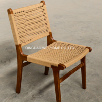 Usine de gros cadre en bois massif tissé papier cordon siège rotin chaise de salle à manger pour la maison Restaurant café