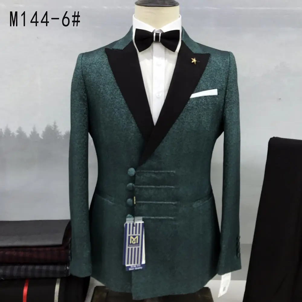 Green Wedding Tuxedo for men Double Breasted Vest Slim Fit Groomsmen 2 Piece Men's Luxury Suits