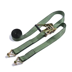 Hot Sale Heavy Duty Green 2" 5400lbs Ratchet Tie Down Straps Lashing Strap With Double J Hook Packing Straps For Cargo Control