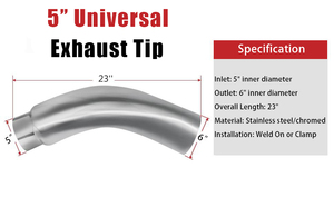 Tùy chỉnh diesel 6 ''-5'' 6 ''-4'' 5 ''-4'' 7 ''-5'' 7 ''-4'' 8 ''-5'' Chrome khuỷu tay Đầu ống xả khuỷu tay - Product Image 4