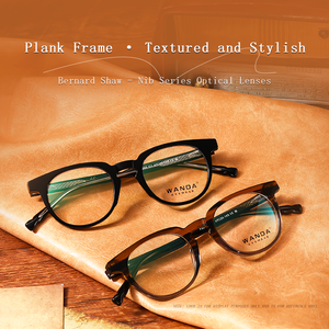 Brow-line Design Premium Acetate F22245 Retro <strong>Round</strong> Glasses <strong>Frame</strong> with Textured Wire Core Design for Men and Women - Product Image 2