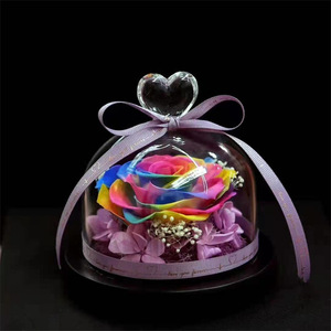 Chaude Saint Valentin Cadeau <span class=keywords><strong>Belle</strong></span> Rouge Réel Éternel Préservé Roses Verre Beauté Bête Décoratif Fleur Cadeau Boîte De Noël Pâques - Product Image 2