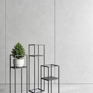 Soporte de flores de varias capas de acero al carbono negro, tipo rectangular, para exhibición y almacenamiento en la sala de estar. - Product Image 4