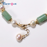Bestone 2022 nouveau Design perle d'eau douce avec Aventurine verte 8mm perles de pierre naturelle Bracelet porte-bonheur Bracelet perles