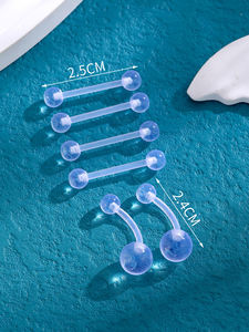 सेट 6 पारदर्शी 14 गेज uv एक्रिलिक पेट बटन रिंग बिबिफ्लेक्स जीभ बारबेल रिंग बॉडी भेदी रिंग बॉडी भेदी अंगूठी - Product Image 3