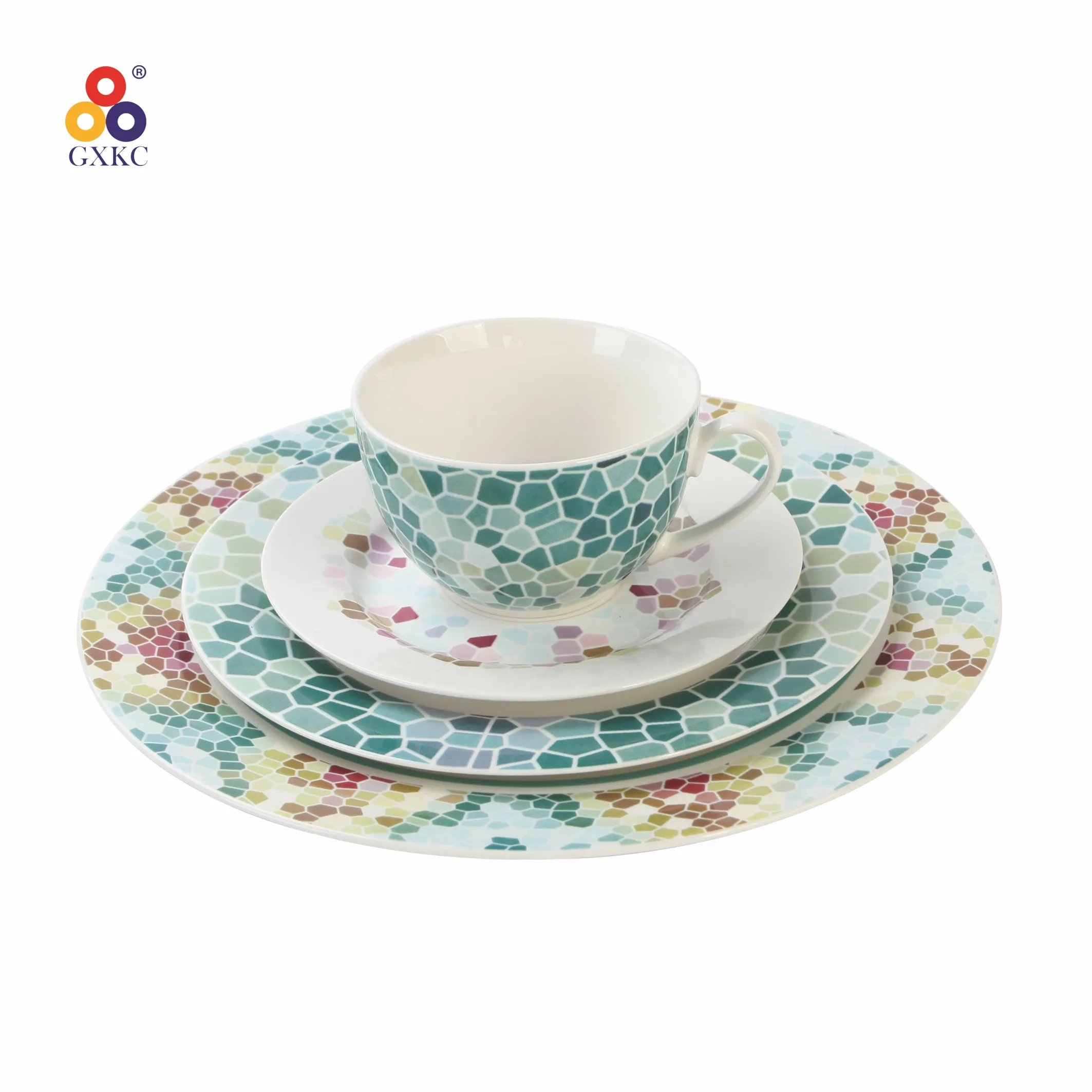 GXKC, diseño de moda con patrón Multicolor, platos de porcelana fina, juegos de platos, vajilla de cerámica, juego de cena de porcelana de hueso nuevo