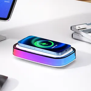 Smart QI Standard Portable Colorful Night Light Wireless Charger for Mobile Phone