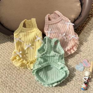 Summer Fashion Cute Cotton Dress <strong>for</strong> <strong>Dogs</strong> Printed Pattern Pet <strong>Coat</strong> <strong>with</strong> Bow Halter Warm Weather <strong>Dog</strong> Dress Pet cat Clothing - Product Image 3