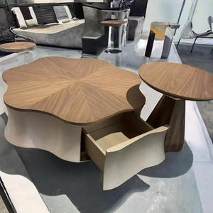Tavolino Moderno Bianco Rotondo con Piano e Base in Legno, Adatto per Soggiorno, Caffè e Sala da Pranzo, Arredamento Casa - Product Image 6