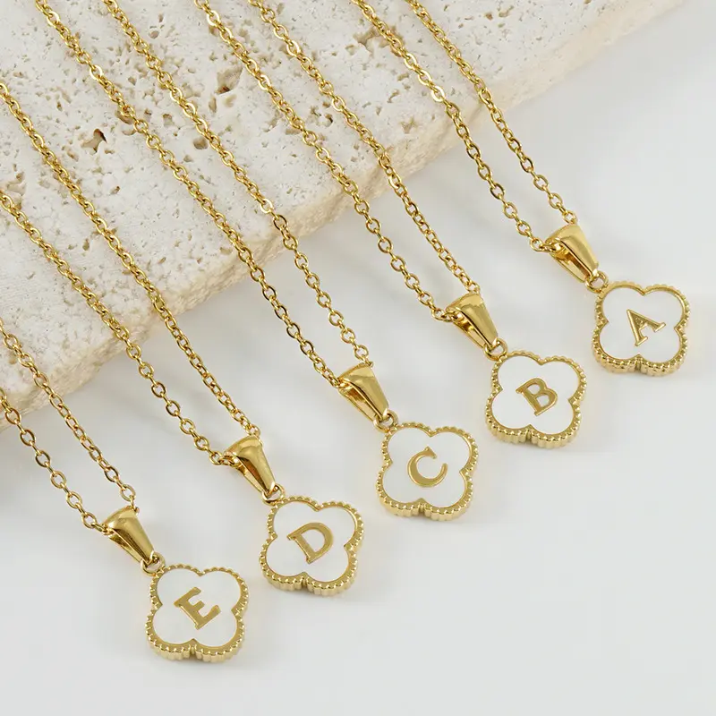Четырехлистный клевер кулон из нержавеющей стали 18-каратное Золотое ожерелье простое ожерелье в форме буквы ключицы