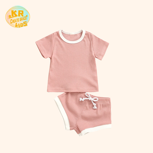 Grosir pakaian butik anak-anak kaus lengan pendek dan celana pendek pakaian bayi anak perempuan anak laki-laki setelan pakaian 2 potong - Product Image 3