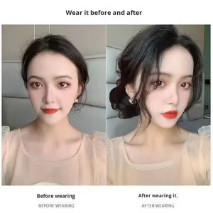 Perruque à frange en forme de <span class=keywords><strong>barbe</strong></span> de dragon, frange diagonale, frange en forme de huit, <span class=keywords><strong>postiche</strong></span> amincissant le visage, raie au milieu, naturelle, invisible, fabriquée à la machine - Product Image 4