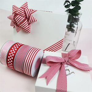 Usine <span class=keywords><strong>de</strong></span> sangles personnalisé à la mode élégant RPET coton rubans à chevrons <span class=keywords><strong>grossiste</strong></span> rouge ruban personnalisé avec logo emballage cadeaux - Product Image 3