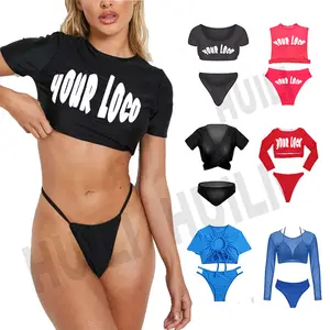 Manufacturer High Quality Quick Dry Short Long Sleeve Tshirt Tankini Swimsuit Womens Custom Logo Printed Fashion Swimwear