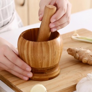 Natural Rustic Style <b>Herb</b> Spice <b>Grinder</b> Manual Wooden Mortar and Pestle Masher Mincing Kitchen Pounding Tool - Product Image 5
