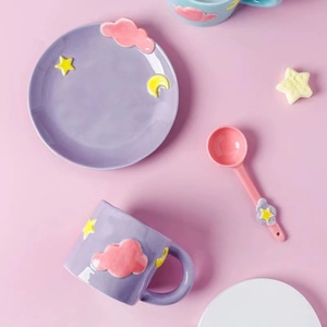Taza <span class=keywords><strong>de</strong></span> café y platillo <span class=keywords><strong>de</strong></span> cerámica con diseño <span class=keywords><strong>de</strong></span> nicho Ins coreano, vajilla <span class=keywords><strong>de</strong></span> <span class=keywords><strong>cuento</strong></span> <span class=keywords><strong>de</strong></span> hadas con estrella y luna <span class=keywords><strong>de</strong></span> gran capacidad - Product Image 2