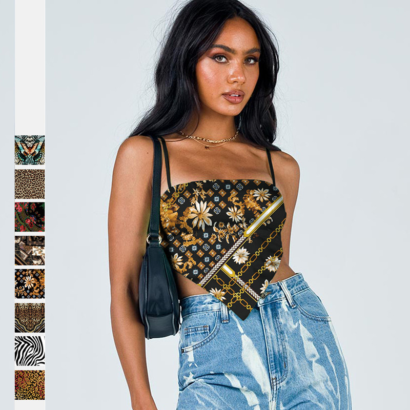 New various floral print plain crop top women