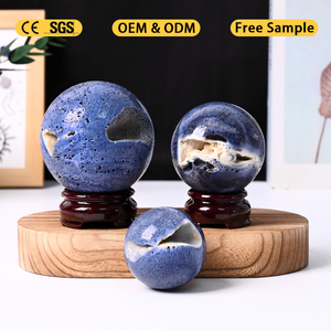 Natural Polished Blue <b>Crystal</b> Sphere Cora Jade <b>Ball</b> for Gift Healing Love Decoration - Product Image 3