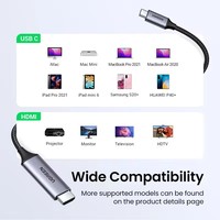 Adaptateur USB-C vers HDMI 4K UGREEN, Hub USB-C avec gaine en PVC et blindage tressé pour projecteur, téléviseur HD et utilisation informatique