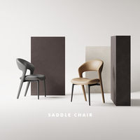Chaise de salle à manger moderne minimaliste de luxe, design italien du dossier, revêtement en cuir de qualité supérieure, structure en acier durable pour la maison et l'hôtel