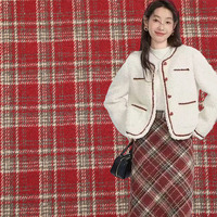Tissu en tweed 100 % polyester, nouveau tissé, teint en fil, à carreaux, pour costumes d'hiver, manteaux, robes, sacs – Stock disponible