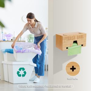 Dispensador de bolsas de <span class=keywords><strong>basura</strong></span> de bambú al por mayor, organizador de bolsas de <span class=keywords><strong>basura</strong></span> multiusos, dispensador de bolsas de <span class=keywords><strong>basura</strong></span> portarrollos debajo del <span class=keywords><strong>fregadero</strong></span> para Baño - Product Image 3