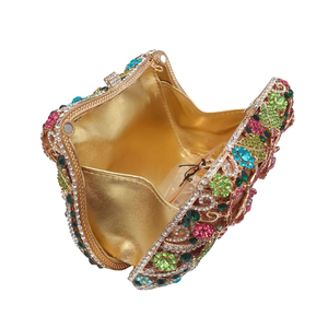 Pochette de soirée vintage pour femme, motif floral, strass, sac à bandoulière perlé scintillant pour mariage et cocktail - Product Image 4