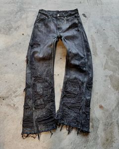 <span class=keywords><strong>Jeans</strong></span> da Uomo Personalizzati <span class=keywords><strong>Streetwear</strong></span> Effetto Vissuto Strappati Hiphop Sbiaditi Punk a Righe Effetto Spray Taglio Dritto Lavaggio Acido Denim Essenziali <span class=keywords><strong>Streetwear</strong></span> - Product Image 4