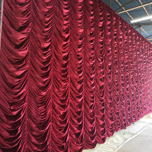 Rèm trang trí nền thiết kế xếp ly sóng đỏ sang trọng, tùy chỉnh theo nhà máy, dùng cho tiệc, nhà hát, hội trường cưới - Product Image 1
