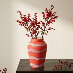 <span class=keywords><strong>Vaso</strong></span> da Tavolo <span class=keywords><strong>in</strong></span> Ceramica <span class=keywords><strong>Rossa</strong></span> Moderno Minimalista con Finitura Opaca e Design a <span class=keywords><strong>Rosa</strong></span> Simulata per Arredamento Interno - Product Image 2