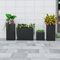 Pasokan Pabrik Pot Bunga Persegi Stainless Steel Lapis Bubuk dengan Lubang Drainase Logo Kustom untuk Kebun Ramah Lingkungan Kapasitas 17L