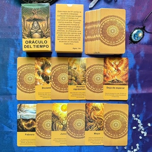 Cartes <span class=keywords><strong>Oracle</strong></span> <span class=keywords><strong>du</strong></span> Temps Espagnol en Gros, Jeu de 54 Cartes avec Boîte, Cartes de Guidage Spirituel 350GSM, Personnalisation OEM - Product Image 4