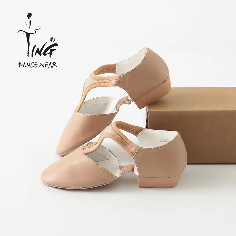 Wholesale foldable soft leather exercise belt heel ballet shoes low heel teacher shoes