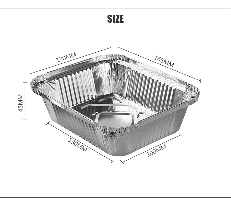 RE165-contenedor de papel de aluminio para importación y exportación, bandeja rectangular pequeña, 165x130x45mm, 600ml