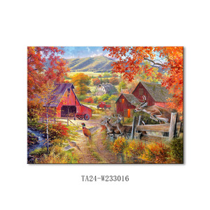 Arte <span class=keywords><strong>de</strong></span> Pared Grande con Paisaje Rústico, Impresiones Artísticas <span class=keywords><strong>de</strong></span> Cabaña en el Lago del Bosque, Decoración <span class=keywords><strong>de</strong></span> Hogar con Paisaje Otoñal Campestre - Product Image 2