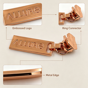 Tirador de Cremallera con Letras ALLURE en Oro Rosa, Adorno de Aleación Metálica para Bolsos, Carteras y Accesorios de Moda - Product Image 4